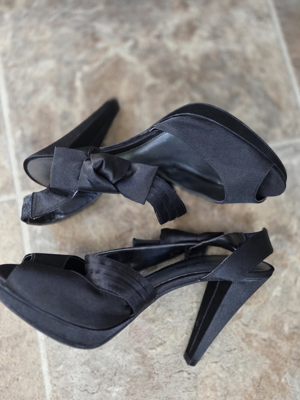 Classic Black Peep-Toe Platform Heels with Bow